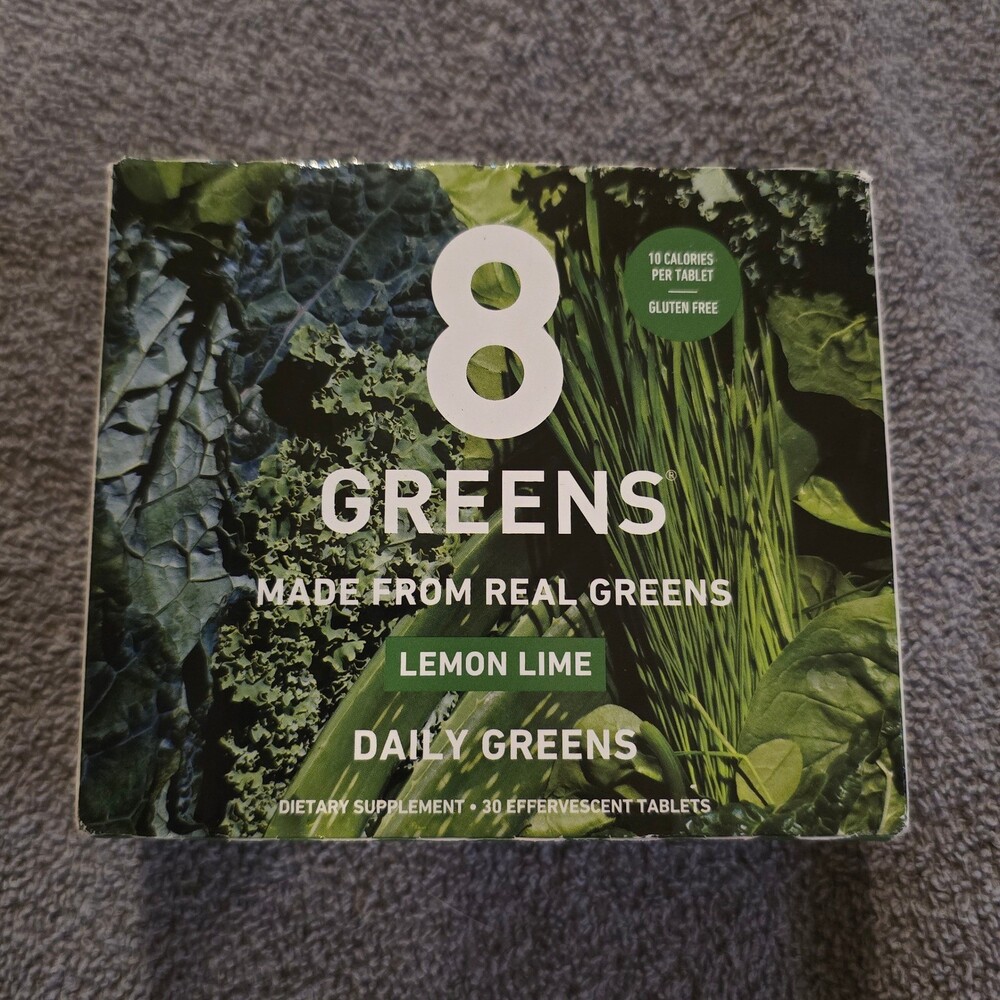 8Greens Daily Greens 30ct Effervescent Tablets Lemon Lime Gluten Free Non-GMO